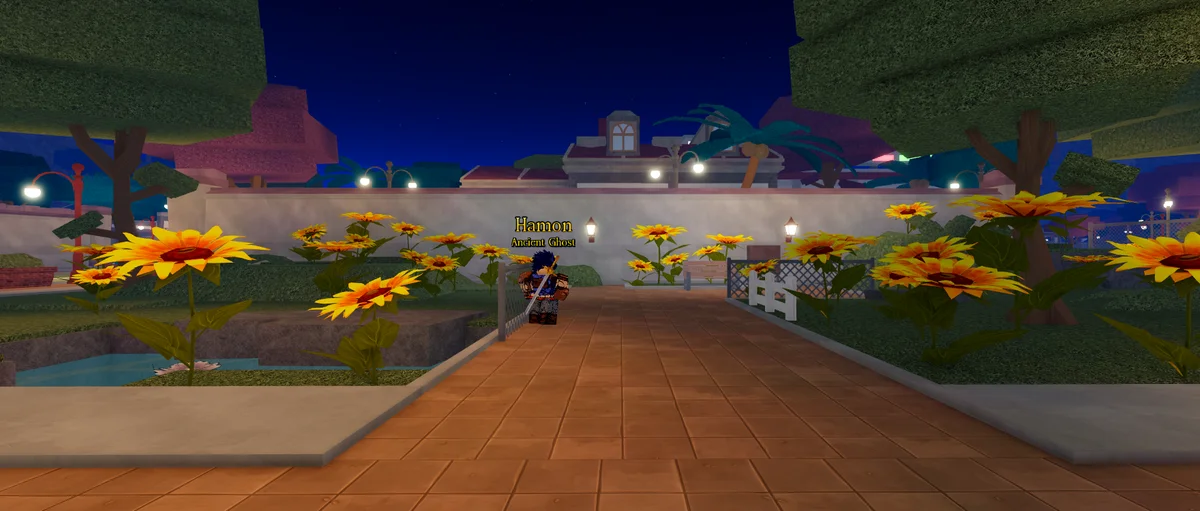 Where to find Ancient Ghost at Flower Field Bus Stop 5 in Bizarre Lineage — standing with crossed arms by the fence